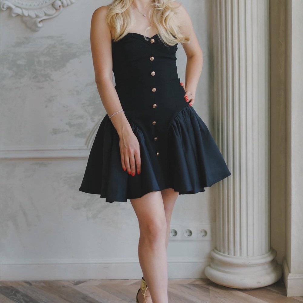 Chic Black Button-Front Mini Dress